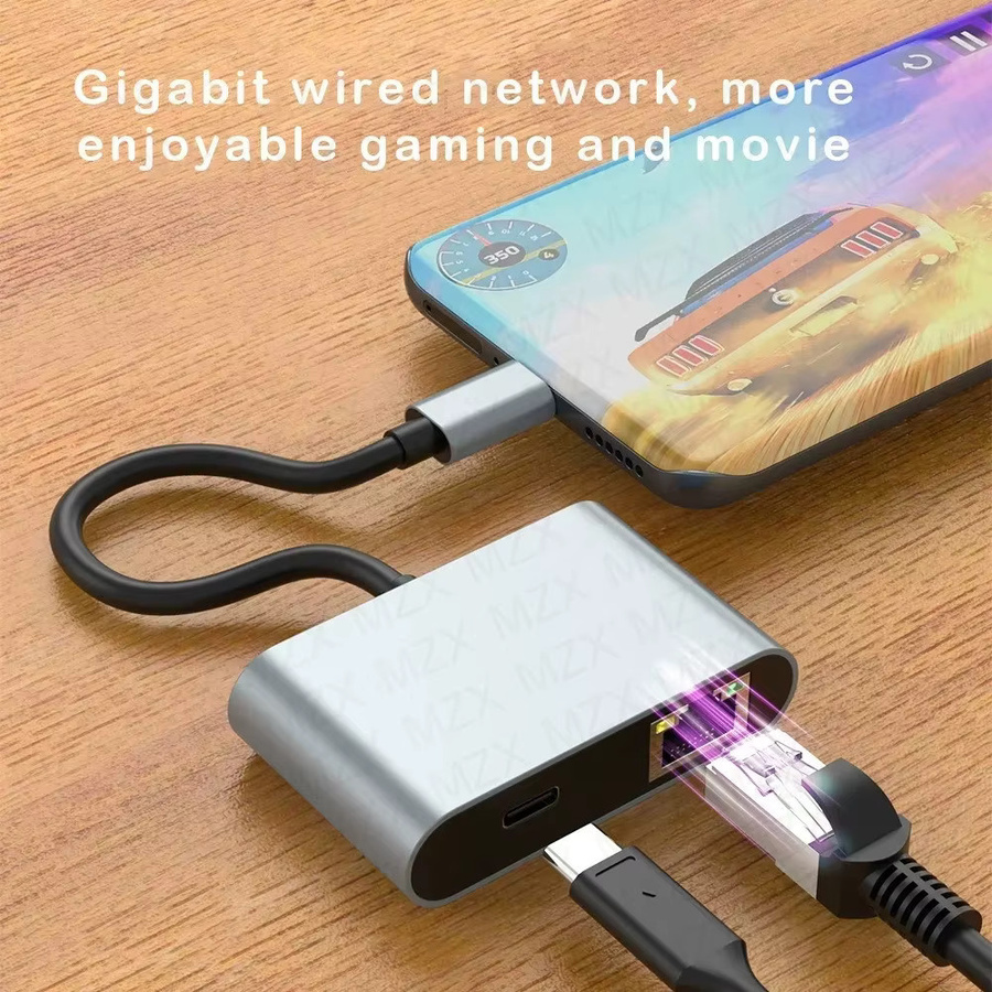 MZX USB-C Dockingstation mit Gigabit-LAN-Adapter und 60W PD Ethernet Hub - Bild 3