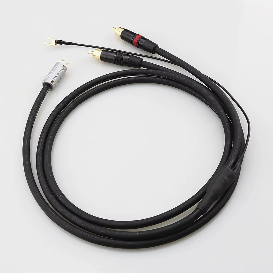 Viborg Tonarmkabel mit 5-Pin DIN-Stecker auf 2 RCA und Erdungsdraht in Schwarz für Rega Sumiko Jelco Grace 707 Plattenspieler - Bild 3