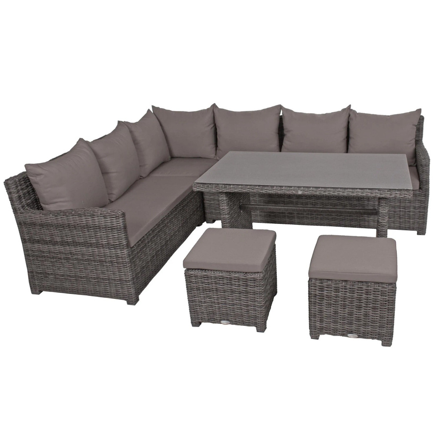 DELUKE Gartenloungeset VIKTOR Eckgruppe aus Aluminium und Kunststoff in Dunkelgrau - Bild 2