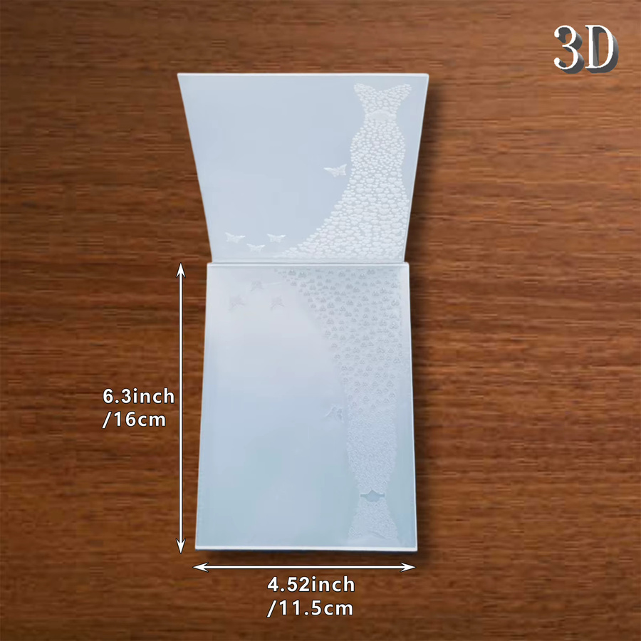 3D-geprägter Kunststoff-Ordner mit Herz- und Schmetterlingsmotiven sowie strukturierten Mustern als Bastelvorlage - Bild 3