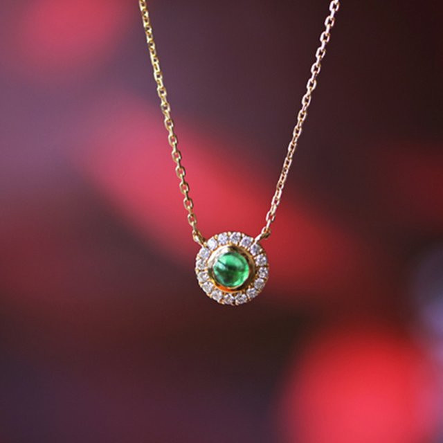 Huitan Halskette mit Anhänger, Gold, grüner Zirkonia, Damen, Vintage - Bild 1