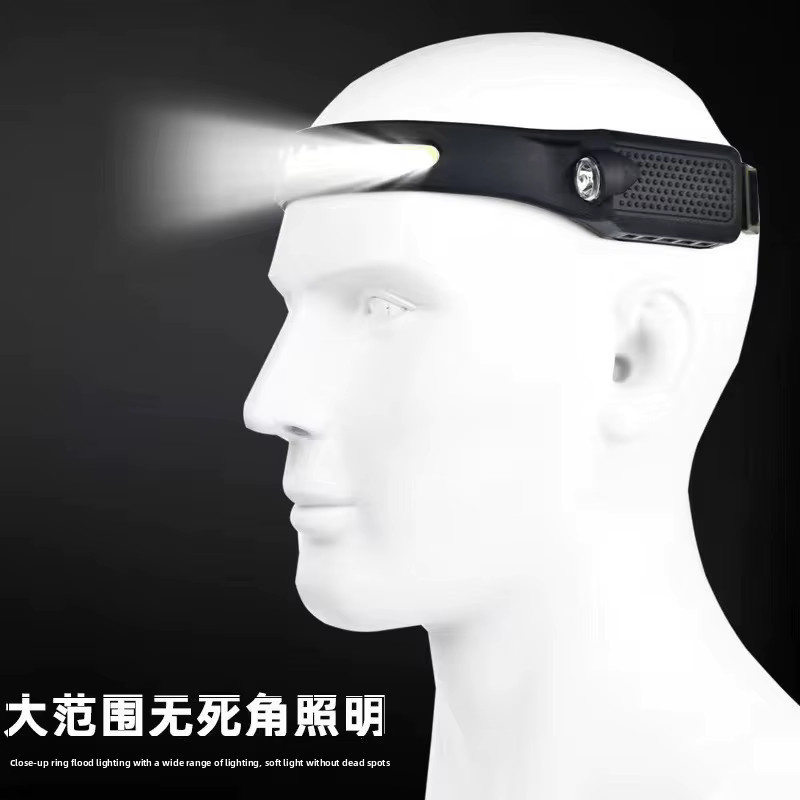 QHSPE Stirnlampe mit Dual-Lichtquellen-Sensor, superhell und wiederaufladbar, Farbe: Schwarz - Bild 3