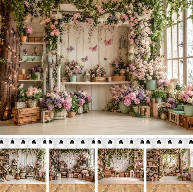 Yeele Fotohintergrund mit floralem Blumenmuster in Multicolour für Babypartys und Porträtfotografie - Bild 1