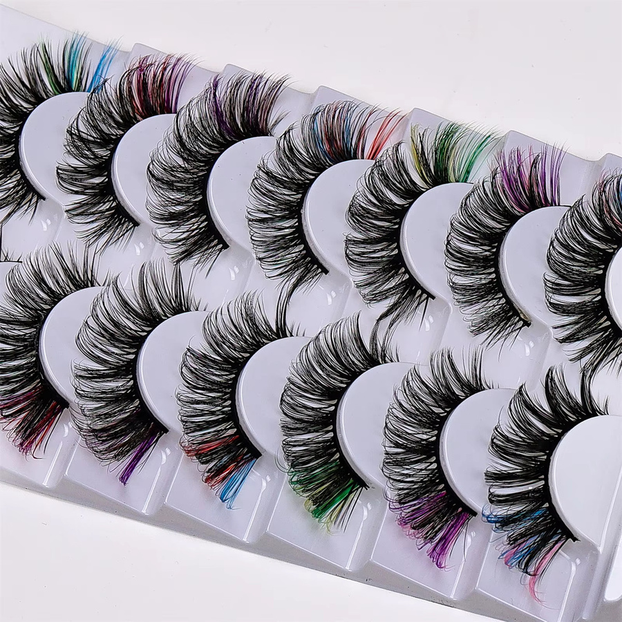 JIEFUXIN Künstliche Wimpern, 14 Paar, farbig, D-Locken, Volumen, Unisex - Bild 3