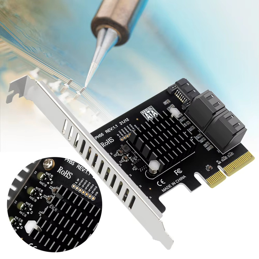 ALLOET PCIe zu 5-Port SATA 3.0 Erweiterungskarte mit JMB585-Chip in Schwarz - Bild 3