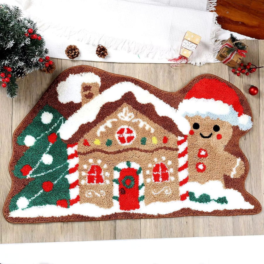 VIKAMA Weihnachten Willkommen Fußmatte, rutschfeste und saugfähige Bodenmatte für Haustür, Wohnzimmer oder Schlafzimmer, Multicolor - Bild 6