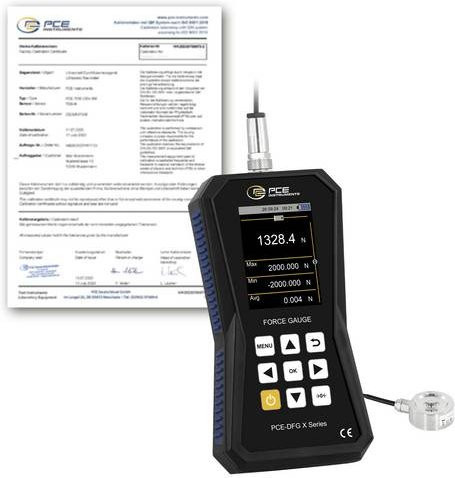 PCE Instruments Kraftmesser PCE-DFG 2K XF-ICA in Schwarz mit externer Druckmessdose und Datenlogger inkl. ISO-Zertifikat (0 bis 2000N) - Bild 1