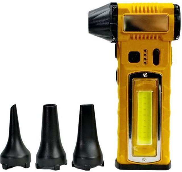 Kabelloser 4-in-1 Mini-Turbostrahlventilator mit 3 Düsen und Seitenbeleuchtung, 130000 U/min, 8000mAh Akku, Gelb - Bild 1