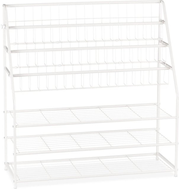 Relaxdays Zeitschriftenregal aus Metall in Weiß, freistehend in XL mit Gitter-Optik, Höhe: 97 cm, Breite: 96 cm, Tiefe: 37 cm - Bild 1