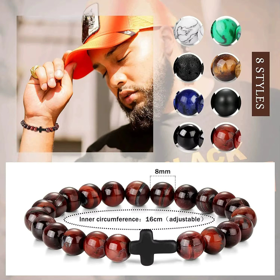 DAIPAN Armband, Perle, Kreuz Charme, Weiß, Unisex - Bild 2