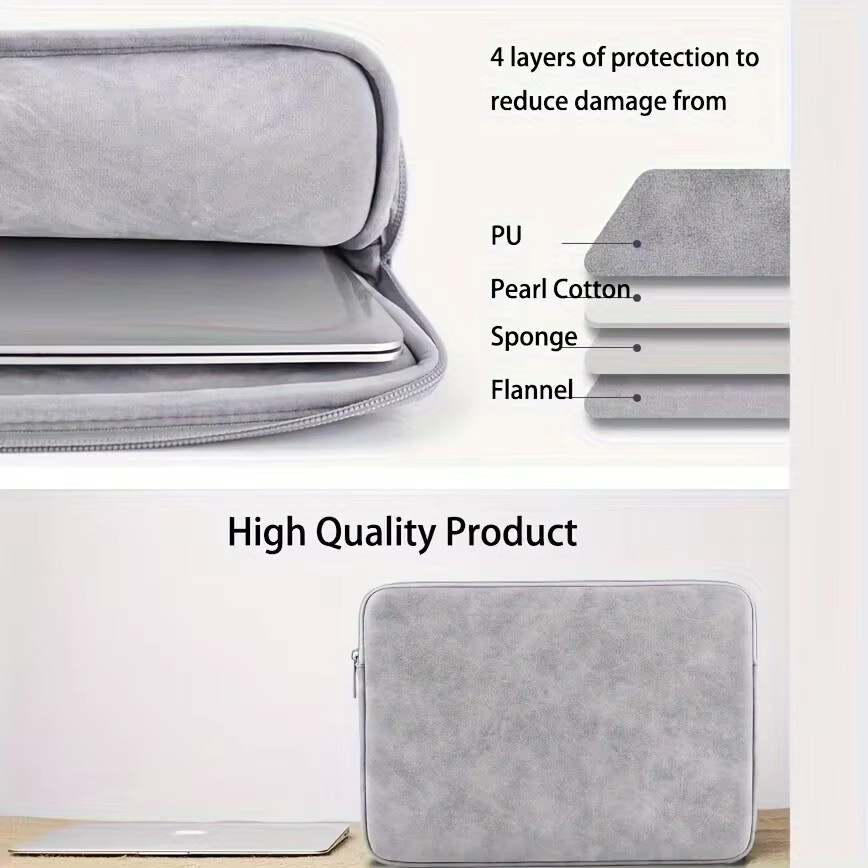 BMAD Laptop Schutztasche aus PU-Leder in Grau für 11 bis 15 Zoll Notebooks und Macbook - Bild 3