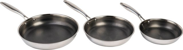 Genialo Edelstahl-Pfannen-Set Premium Polygon, 3-teilig, Silber - Bild 1