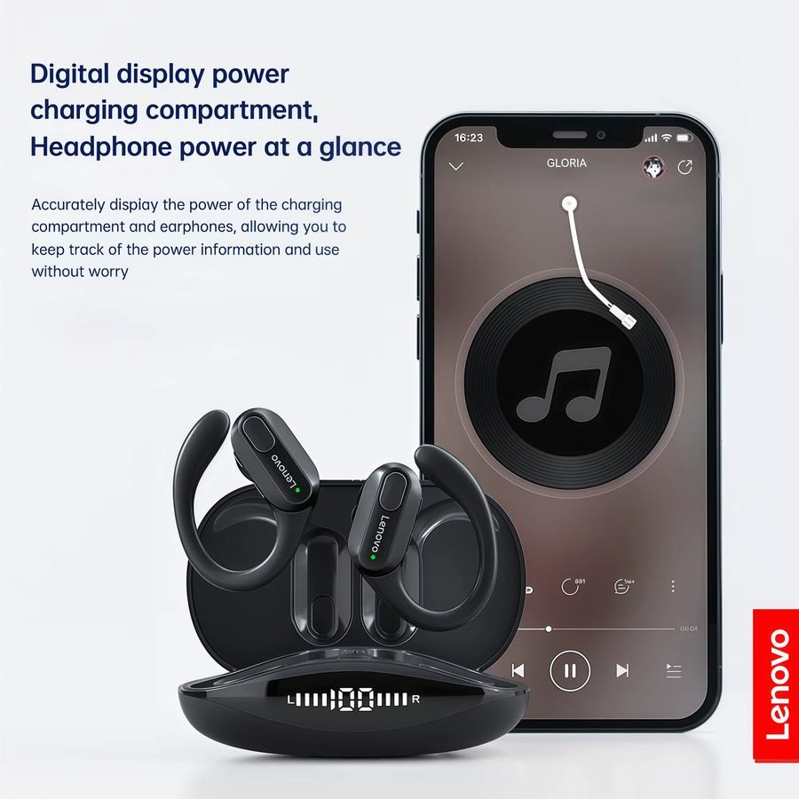 Lenovo XT80 TWS Ohrbügel-Sportkopfhörer kabellose Bluetooth-Headsets mit HiFi-Stereo und LED-Leistungsanzeige - Bild 2