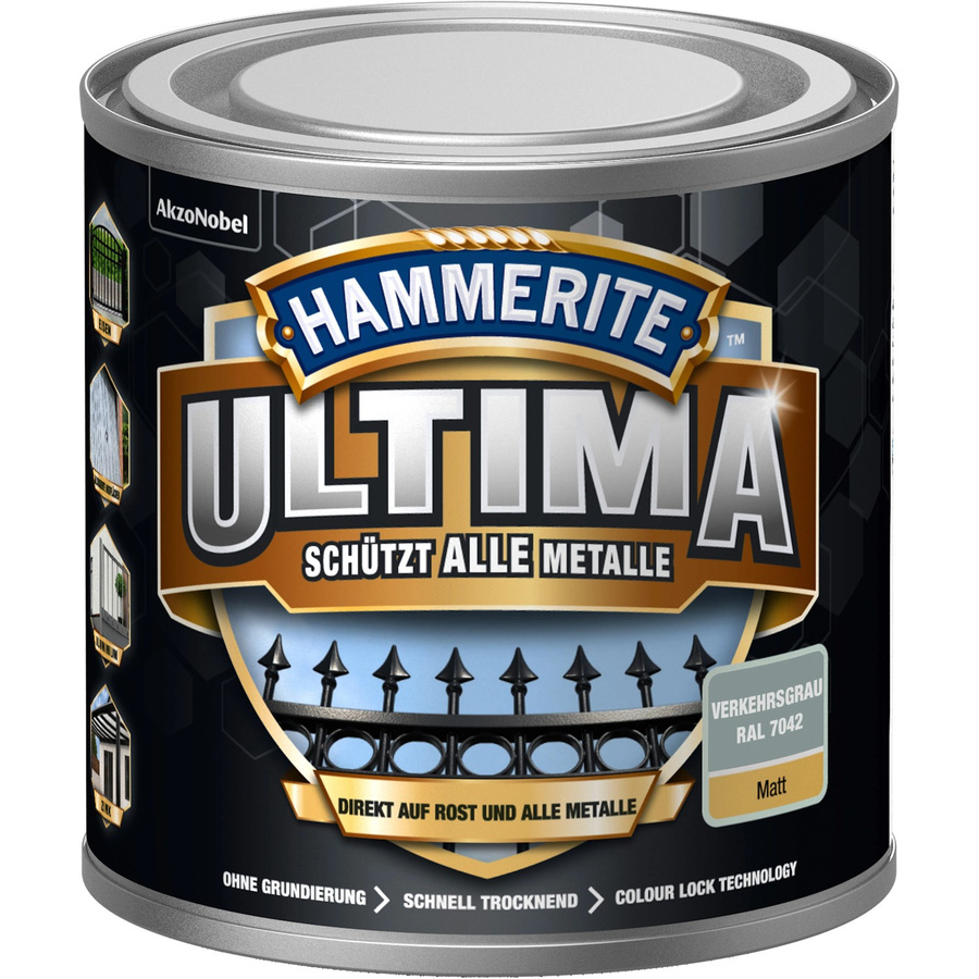 Hammerite Ultima Premium Metall-Schutzlack matt Verkehrsgrau 250 ml - Bild 2