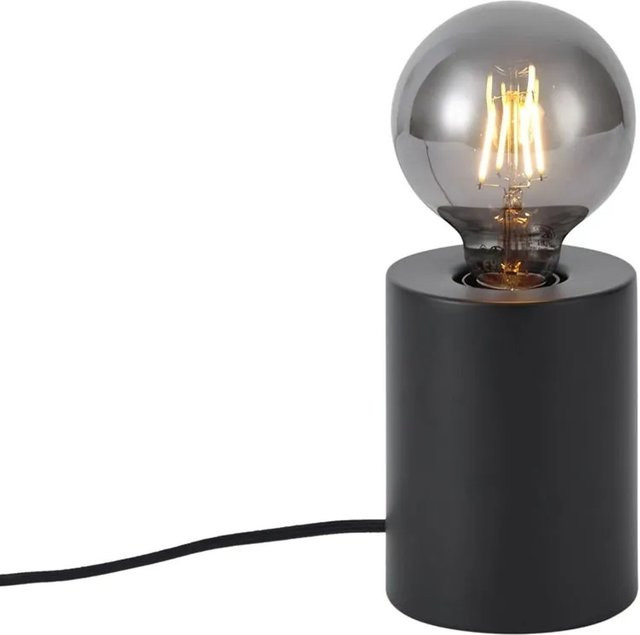 QAZQA Moderne Tischleuchte in Schwarz als Zylinder für Nachttisch oder Schreibtisch mit E27 Fassung, Höhe: 13 cm - Bild 1