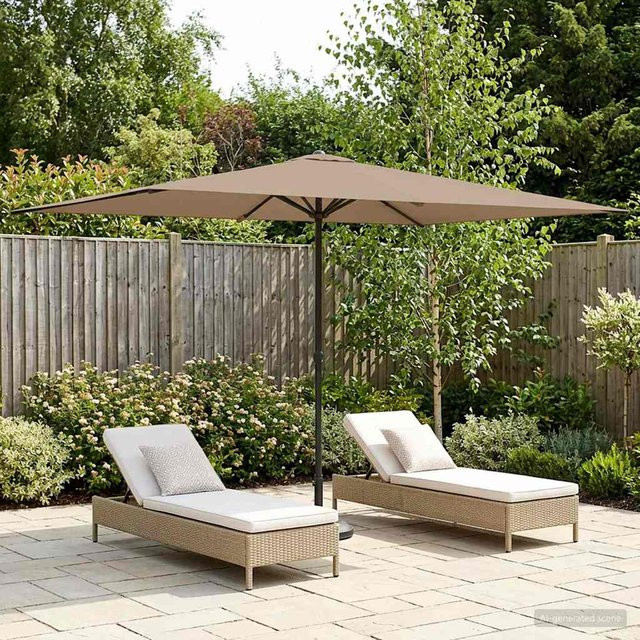 Yiwydaa Gartenschirm mit Fuß in Beige aus Polyester und Stahl, Rechteckig, B: 300 cm, T: 200 cm - Bild 1