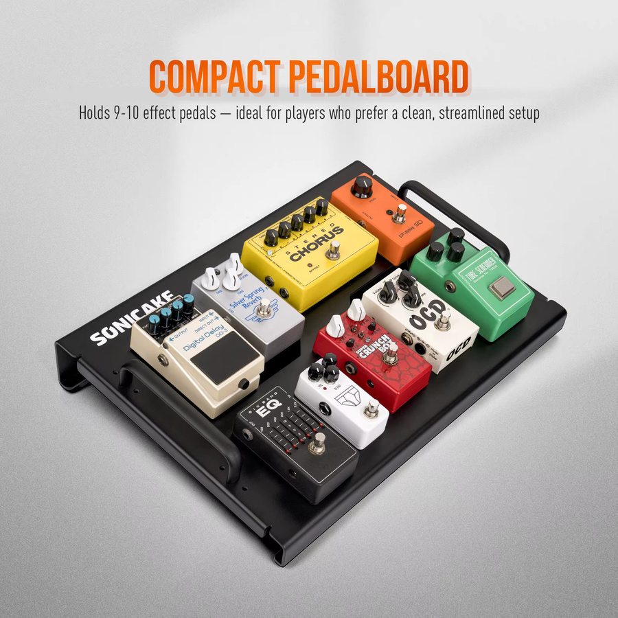 SONICAKE Gitarren-Pedalboard in Schwarz mit Pedalen, Kabelbindern und Patchkabeln - Bild 2