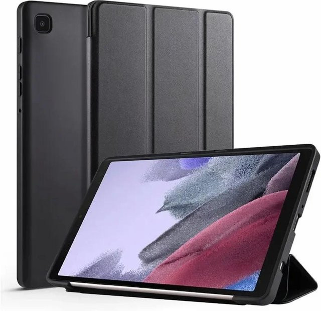 Samsung Tablet Hülle für Galaxy Tab A7 Lite 8.7 SM-T220 SM-T225 mit dreifach faltbarer Hart-PC-Rückseite in Schwarz - Bild 1