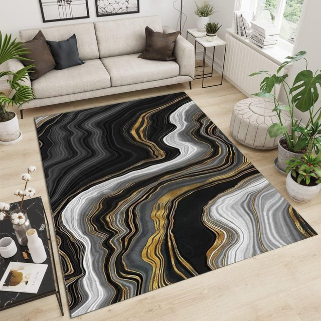 Vikama Abstrakte Tinte Malerei Dekokissen in Schwarz für Wohnzimmer und Schlafzimmer - Bild 1