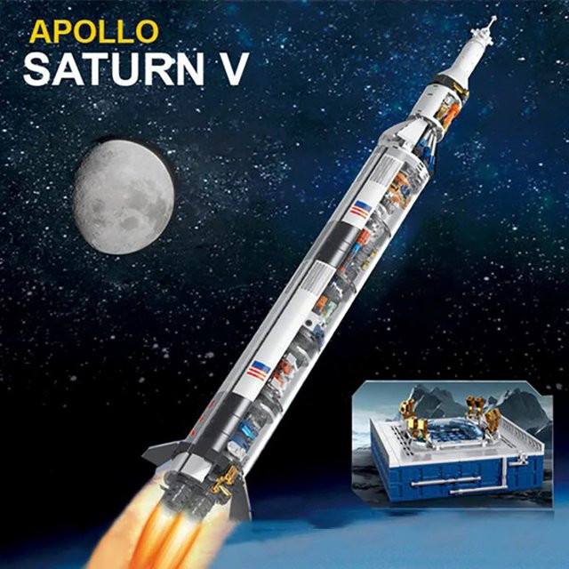 barweer Saturn V Trägerraketen, Raumfahrzeug-Modellbausatz, Weltraum, 846 Teile - Bild 1