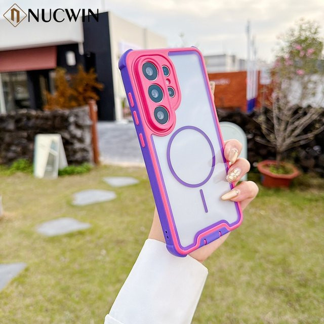 NUCWIN Transparente Magnetische Schutzhülle mit kontrastfarbenen Rändern für Samsung Galaxy S26 Ultra, S26 Plus, S25, S24 und S23 Ultra in Schwarz - Bild 1