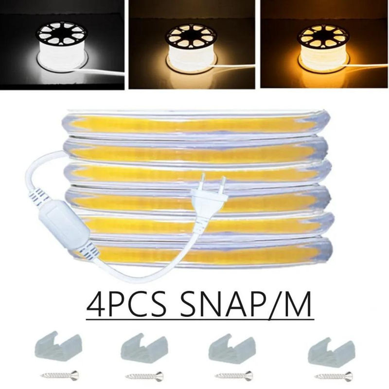 MnnWuu COB LED Streifen Licht IP67 mit EU-Netzstecker, flexibles Lineares Licht in Weiß, wählbar zwischen 3000K, 4000K und 6000K, 220V - Bild 4