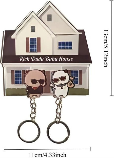 Linyi Toy Panda Bubu und Dudu Acryl Schlüsselanhänger und Kühlschrankmagnet in Weiß - Bild 1