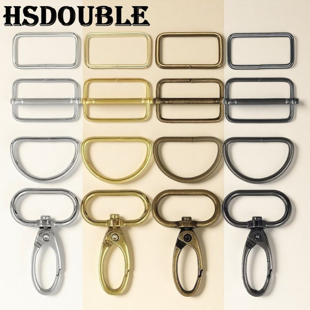 HSDOUBLE 20er Set Metall Gürtelschnallen und Hardware-Sortiment in Silber mit D-Ringen, Rechteckringen und Schiebe-Einstellung für DIY-Näharbeiten - Bild 1