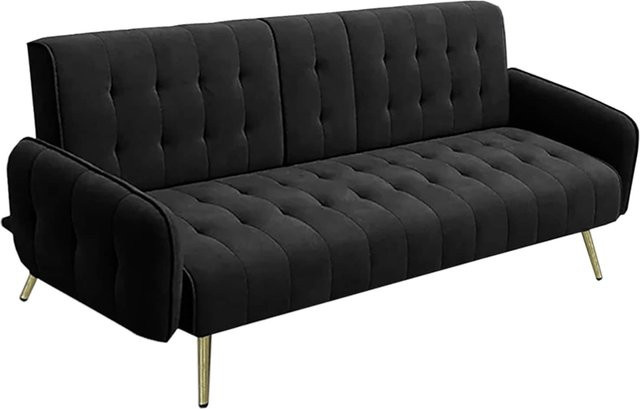 HTI-Living Schlafsofa Velvet Eris in Schwarz mit Knopfsteppung und Schlaffunktion - Bild 1