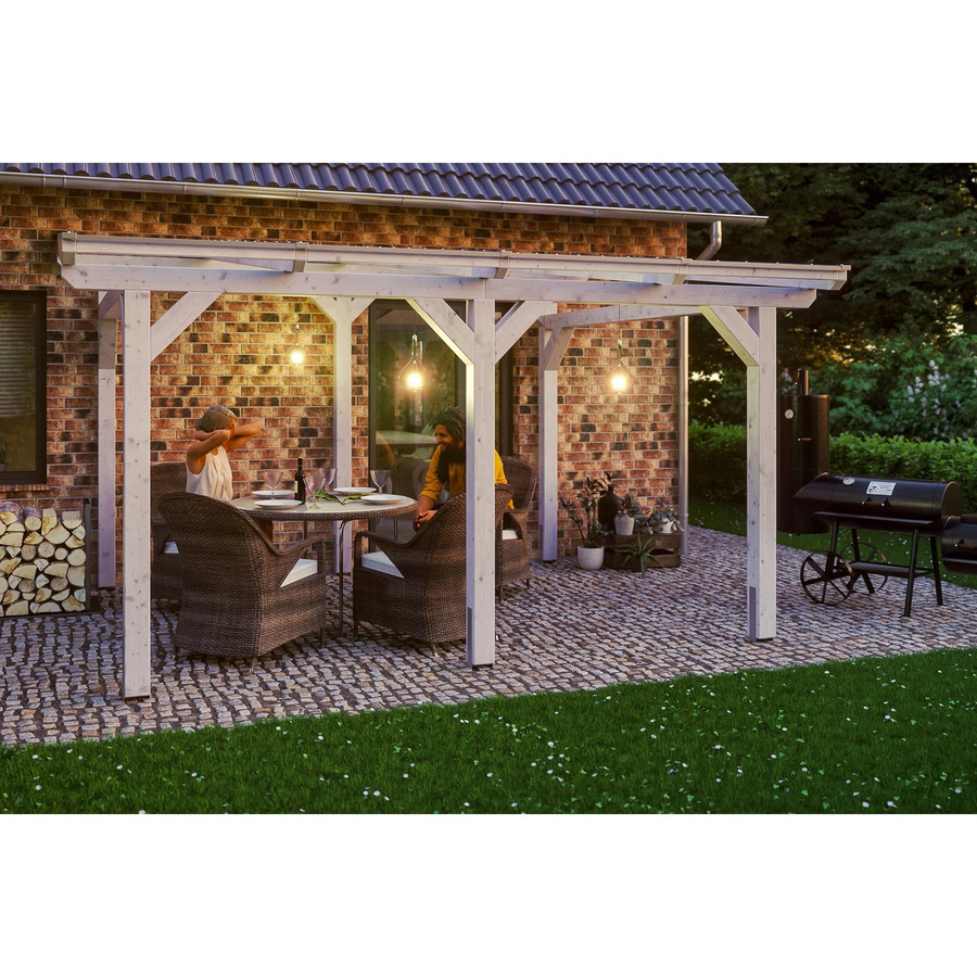 Skan Holz Terrassenüberdachung Siena aus Leimholz mit Polycarbonat-Dach in Weiß, B/T: 434 x 350 cm - Bild 2