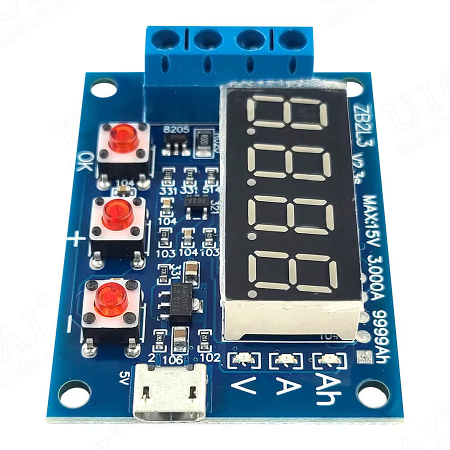 ZB2L3 Batteriekapazitätstester Modul mit LED-Digitalanzeige für Lithium-Batterien 1,2V bis 12V in Blau - Bild 4
