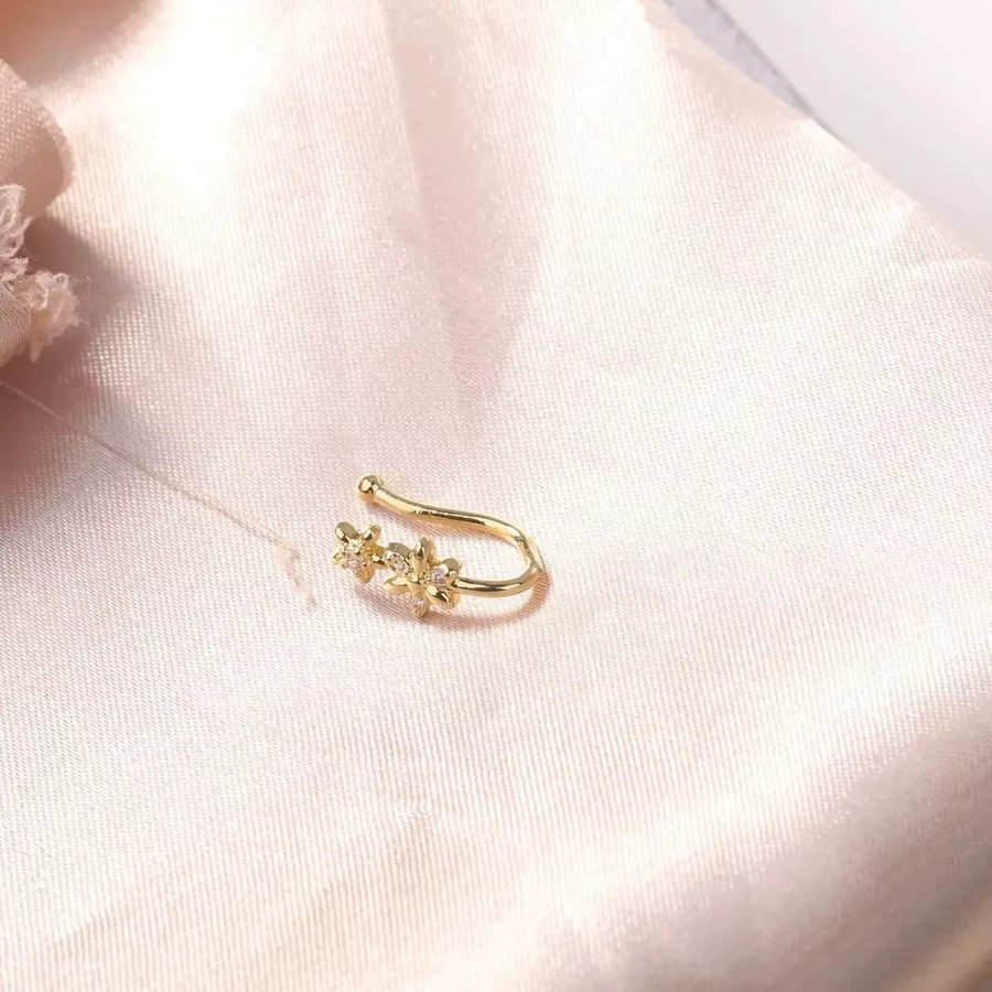 Nasenring Kupfer, 18 Karat vergoldet, Zirkonia, Unisex - Bild 2