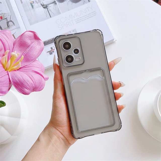Xiaomi Handyhülle aus klarem TPU mit Anti-Klopf-Kartensteckplatz in Schwarz für Redmi Note und Poco Modelle - Bild 1