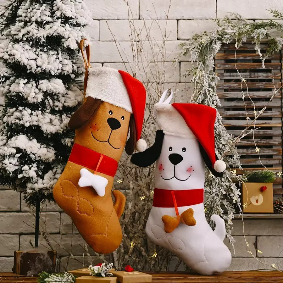 Weihnachtlicher Hunde-Knochen Geschenkstrumpf aus Baumwolle für Haustiere und Kinder, Mehrfarbig - Bild 6