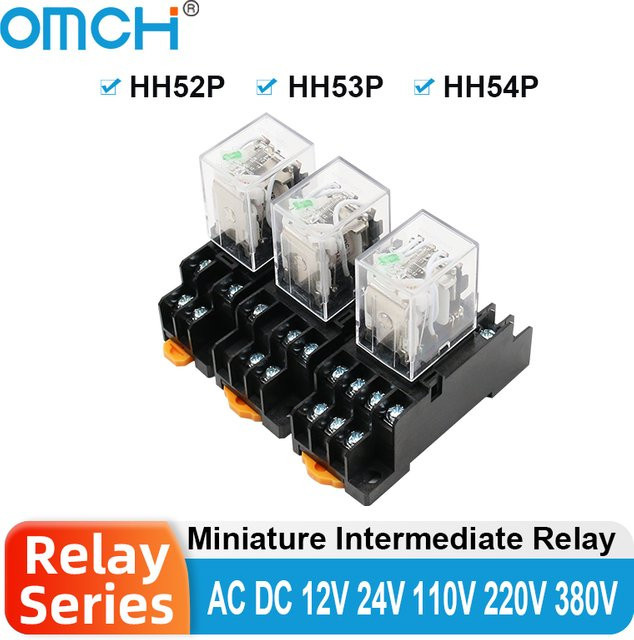 OMCH Elektromagnetisches Relais MY2NJ mit Sockel für HH52P und HH53P in transparent - Bild 1
