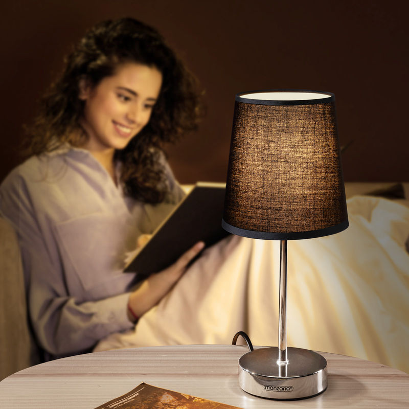 Tischlampe Lumière von MONZANA in Anthrazit, elegante Metalllampe für Schreibtisch oder Nachttisch, B/T/H: 32 x 13 x 13 cm - Bild 3