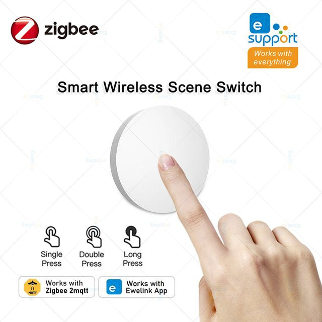 Excellux ZigBee Szenenschalter Weiß – Intelligenter kabelloser Wand-Drucktastenschalter zur smarten Verknüpfung mit Zigbee2MQTT und eWelink Smart Devices - Bild 1