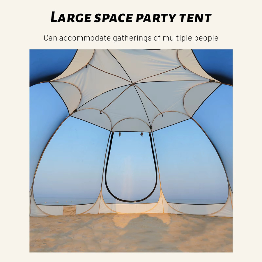 PAKICETUS Pop-Up-Iglu-Sonnenschutzzelt in Grün mit belüftetem Dach und Vordach für Garten und Terrasse, B/T: 380 x 200 cm - Bild 4