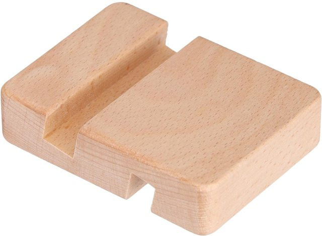 mfySpace Telefonständer aus Holz in Beige, Kompakter und moderner Handyhalter mit Doppel-Schlitz für Zuhause und Büro - Bild 1
