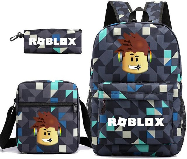3-teiliges Schulrucksack-Set für Schüler aus Oxford-Stoff in Multicolour mit Schultasche und Federmäppchen - Bild 1