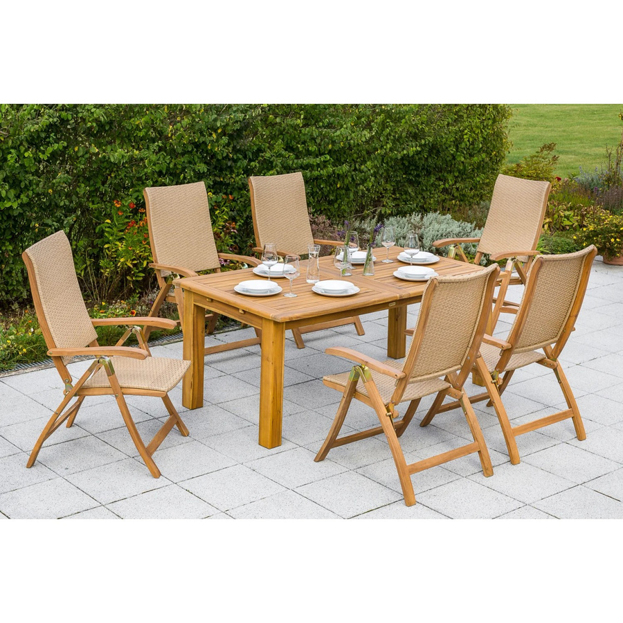 Merxx Gartenmöbel-Set Capri 7-tlg. aus Akazienholz in Braun mit Doppelausziehtisch - Bild 2