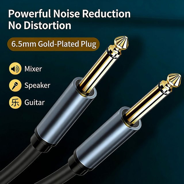 Nephy AUX-Gitarrenkabel 6,35 mm auf 6,35 mm Audiokabel für Gitarre, Mixer und Lautsprecher, Stereo-Klinkenkabel - Bild 1