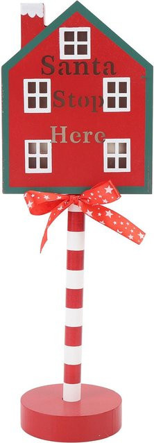 CosyHome Weihnachts-Stoppschild Santa Stopp Hier mit LED-Lichtern, Batteriebetrieben, Tischdeko, Rot - Bild 1
