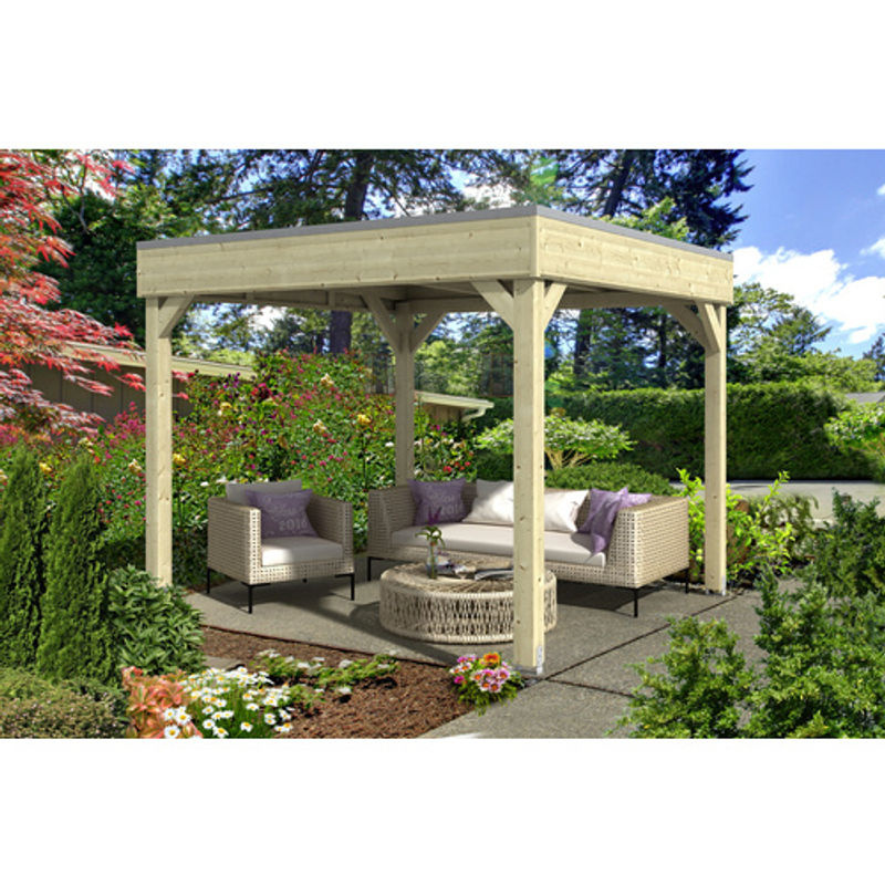 SKANHOLZ Pavillon Toulouse Flachdach aus Fichte in Braun B/H/T: 302 x 244 x 302 cm - Bild 2