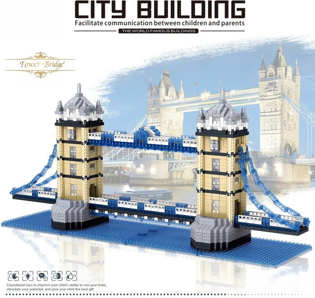 KNEW BUILT Twin Bridges Micro Mini-Bausteine, handgefertigte Nachbildung - Bild 1