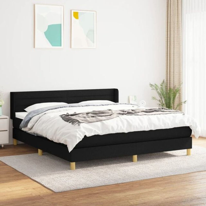 Vidaxl Boxspringbett mit Matratze in Schwarz aus Stoff und Massivholz B/T/H: 160 x 200 cm - Bild 1