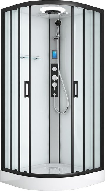 Sanotechnik Komplettduschkabine Austin Quadrant Corner mit LED-Beleuchtung und Duschsystem in Schwarz - Bild 1
