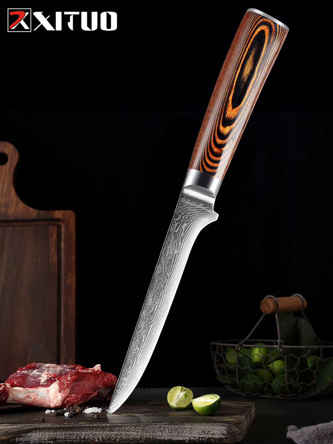 Xituo Damaskus Knochenmesser mit 67 Lagen VG10 Klinge und Holzgriff, 6 Zoll Full Tang Küchenmesser - Bild 7