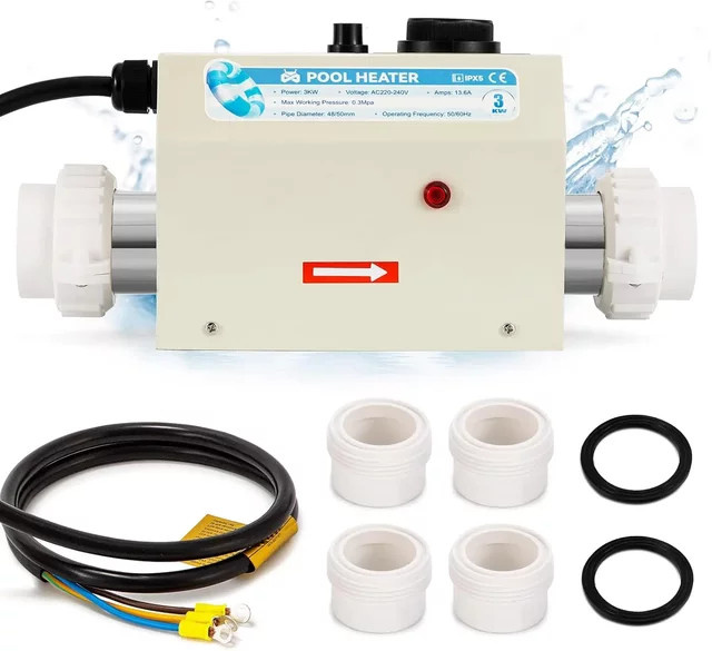 Elektrische Poolheizung mit 3KW und einstellbarer Temperaturregelung für Pool, Spa und Whirlpool, 220V - Bild 1