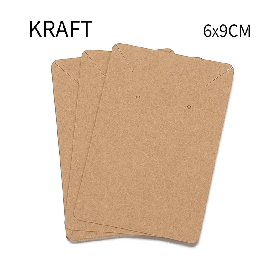 Ailimi Schmuckdisplay Karten aus Kraftpapier für Halsketten und Ohrringe, 50 Stück, Braun, B: 9 cm, H: 6 cm - Bild 3